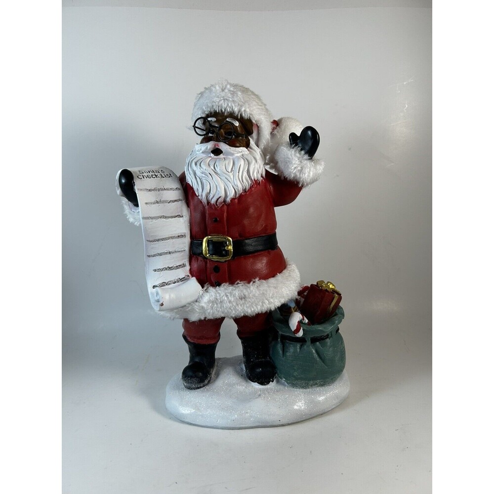 Black Santa African American Resin Statue Christmas Decor 10”